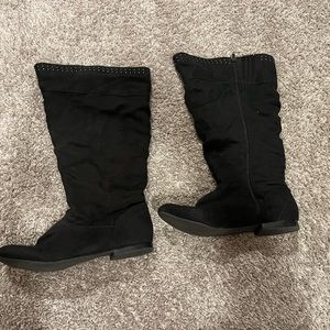 Wide Black Studded Boots